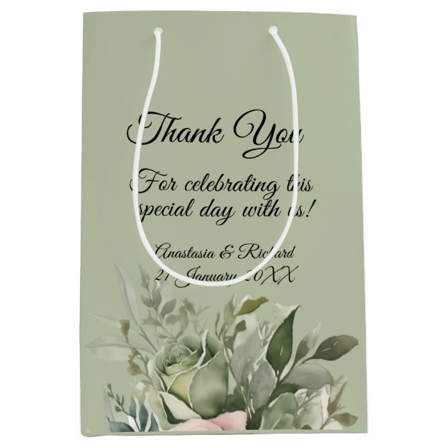 Shades of Sage Wedding  Medium Gift Bag (Front)