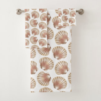 SHADES OF TAN SEASHELLS BATH TOWEL SET