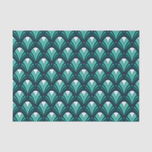 SHADES OF TEAL ART DECO PATTERNS TISSUE PAPER