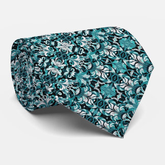 Shades of Teal, Light Cyan & White Art Deco  Tie