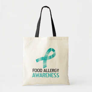 Shades of Teal Ribbon Food Allergy Awareness Tote Bag
