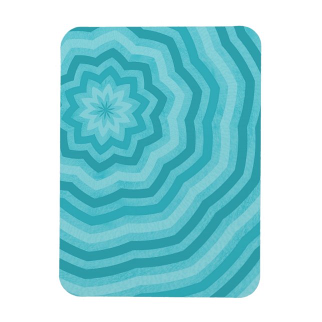 Shades of Turquoise Abstract Flower Design Magnet (Vertical)