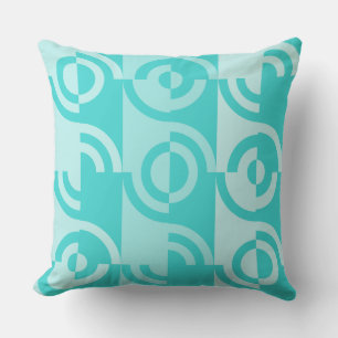 Shades Of Turquoise Circle Fragments Throw Pillow