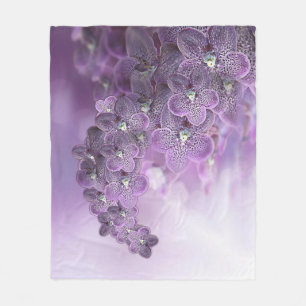 Shades of Violet Purple Orchids Fleece Blanket