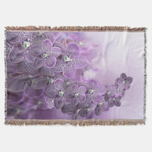 Shades of Violet Purple Orchids Throw Blanket