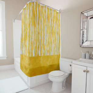 Shades of White and Yellow Striped Pattern Shower Curtain