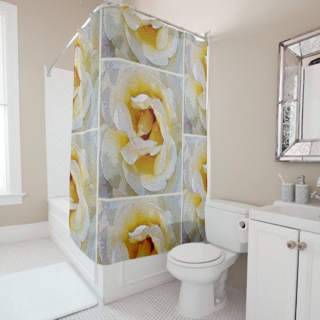 shades of white to yellow shower curtain (In Situ)