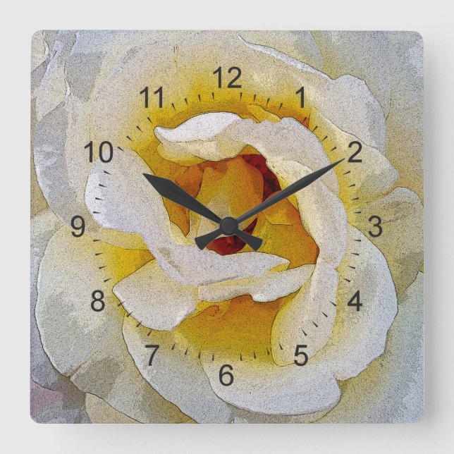 shades of white to yellow square wall clock (Front)