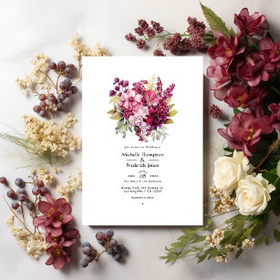Shades of Wine Floral Wedding Invitation
