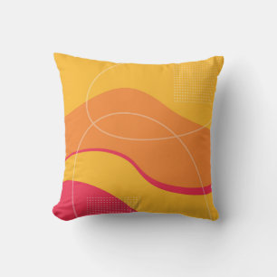 Shades of Yellow and Pink Abstract Art Design Cushion