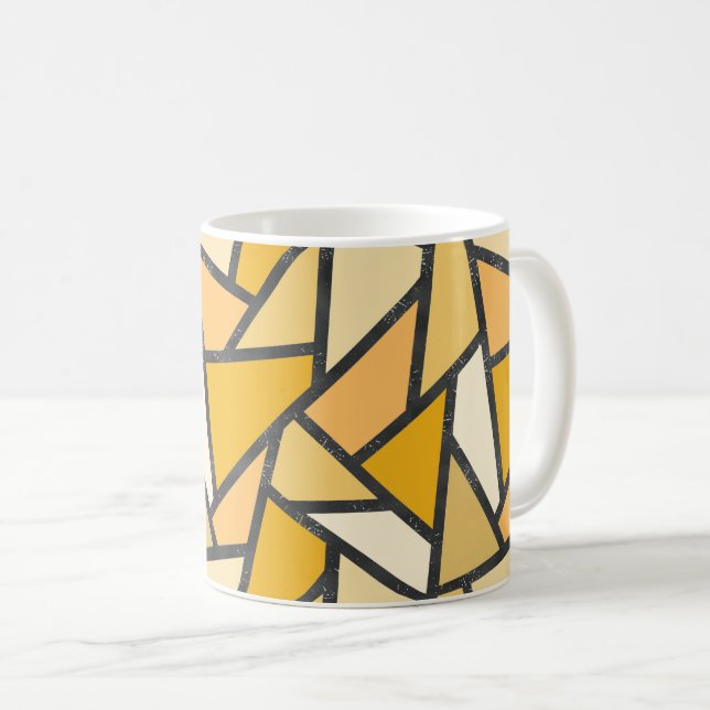 Shades of yellow stained glass pattern coffee mug (Front Right)