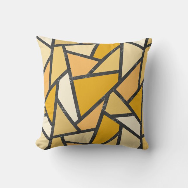 Shades of yellow stained glass pattern cushion (Front)