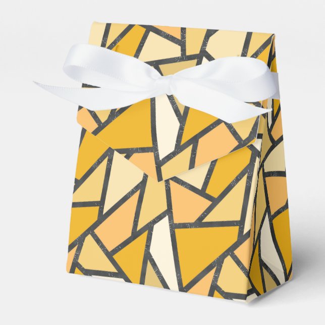 Shades of yellow stained glass pattern favour box (Front Side)