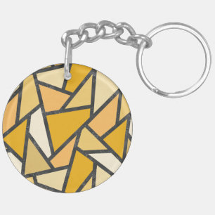 Shades of yellow stained glass pattern key ring