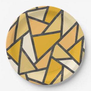 Shades of yellow stained glass pattern paper plate
