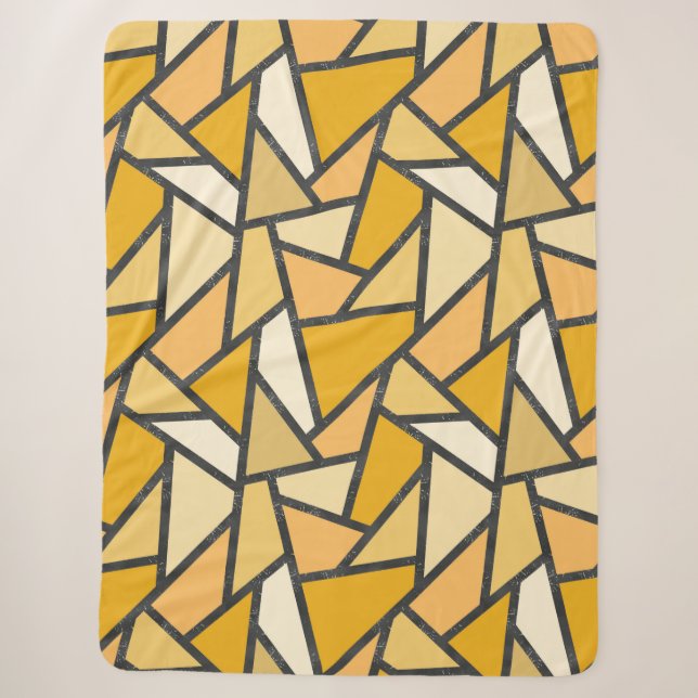 Shades of yellow stained glass pattern sherpa blanket (Front)