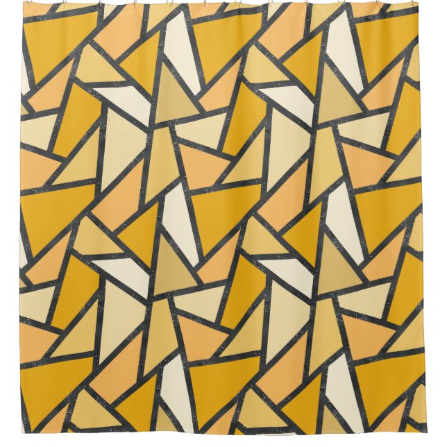 Shades of yellow stained glass pattern shower curtain (Front)