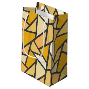 Shades of yellow stained glass pattern small gift bag