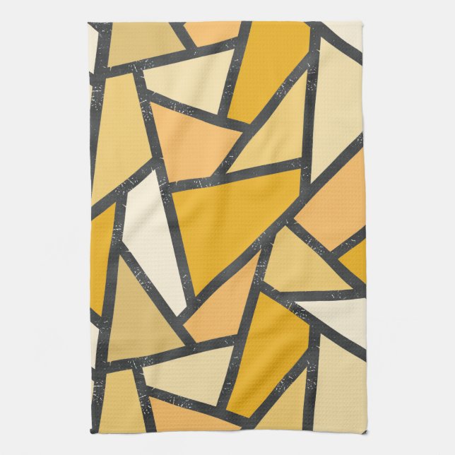 Shades of yellow stained glass pattern tea towel (Vertical)