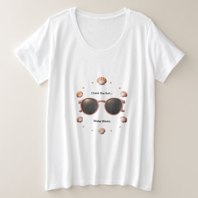 Shades & Shells – Sun-Kissed Style Plus Size T-Shirt (Design Front)