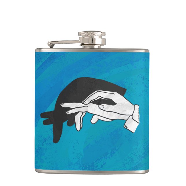 Shadow Anteater On Blue Hip Flask (Front)