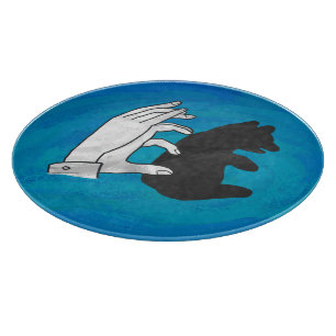 Shadow Bear Cub On Blue Cutting Board