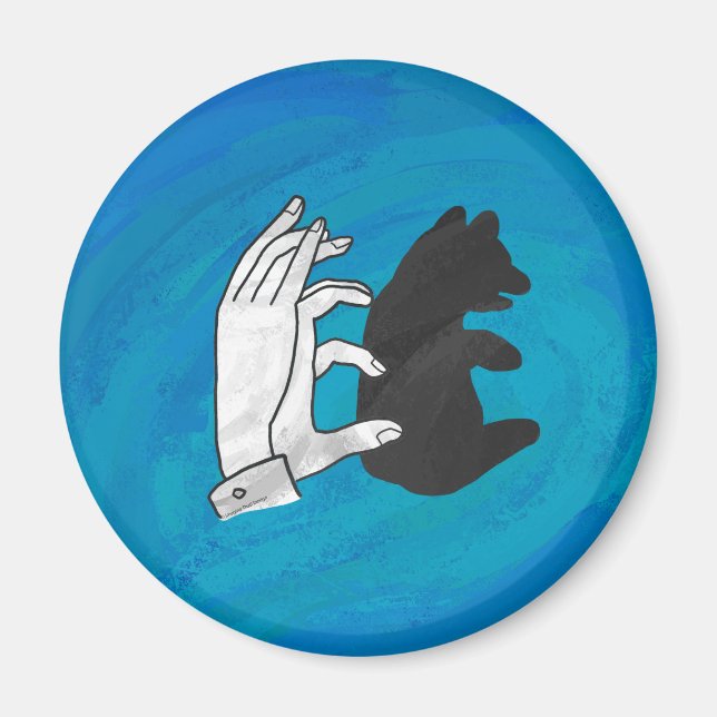 Shadow Bear Cub On Blue Magnet (Front)
