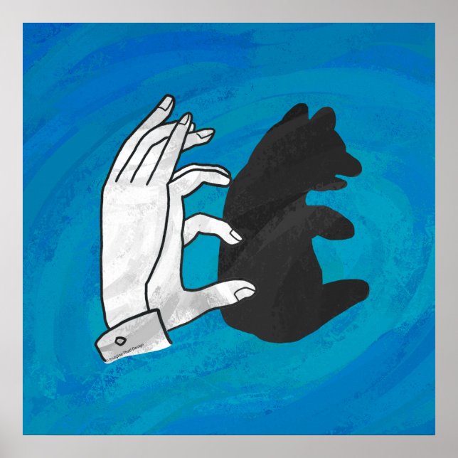 Shadow Bear Cub On Blue Poster (Front)
