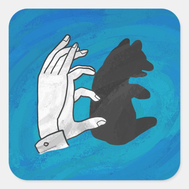 Shadow Bear Cub On Blue Square Sticker (Front)