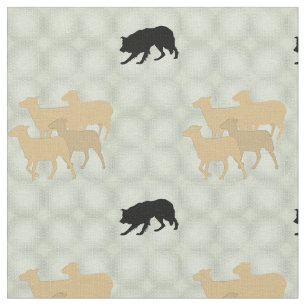 Shadow Border Collie Shadow Sheep  Fabric