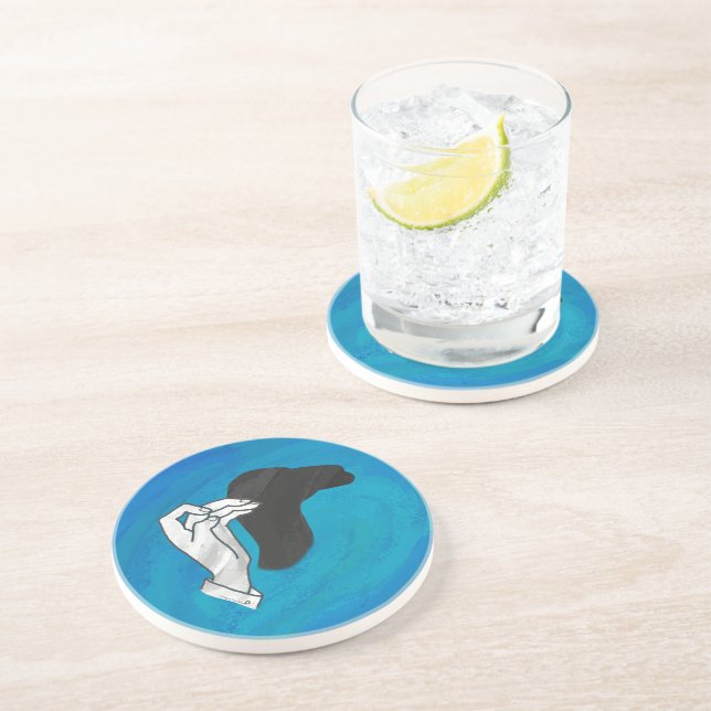 Shadow Camel On Blue Coaster (Side)