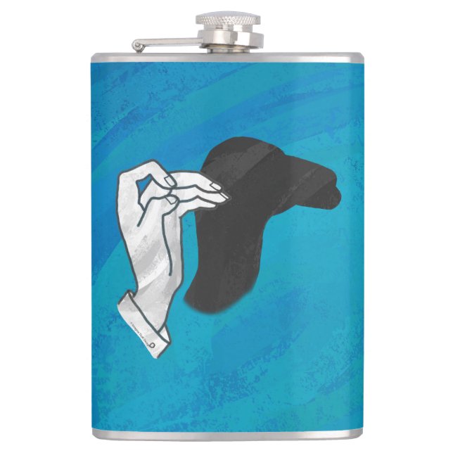 Shadow Camel On Blue Hip Flask (Front)