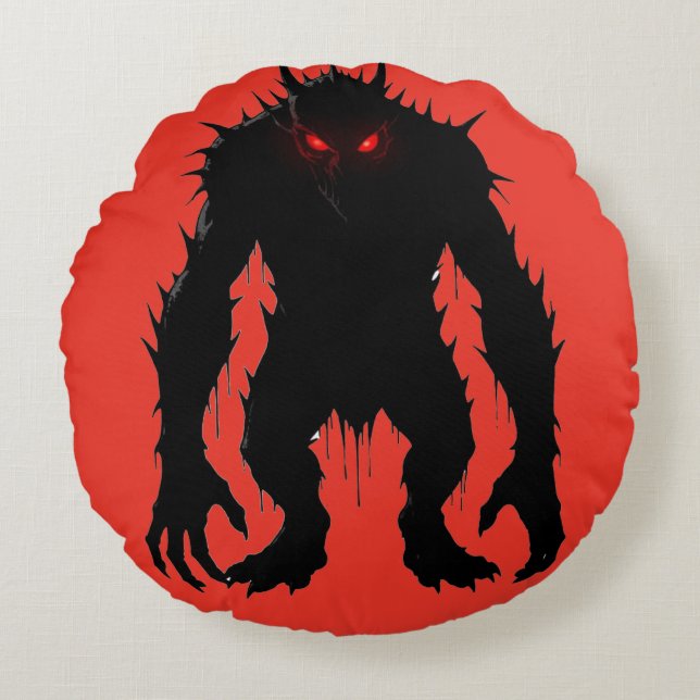 Shadow Demon Monster Red Eyes Horror gift Round Cushion (Front)