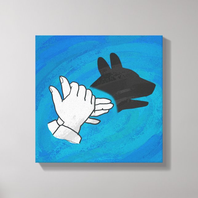 Shadow Dog On Blue Canvas Print (Front)