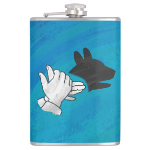 Shadow Dog On Blue Hip Flask