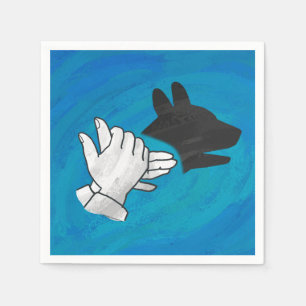 Shadow Dog On Blue Napkin