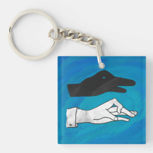 Shadow Duck On Blue Key Ring