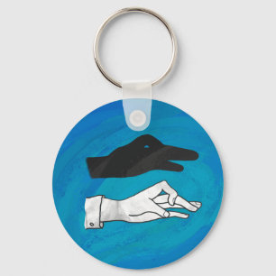Shadow Duck On Blue Key Ring