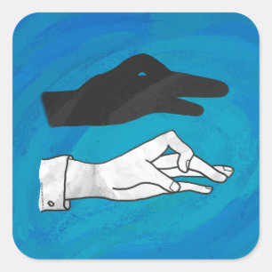 Shadow Duck On Blue Square Sticker