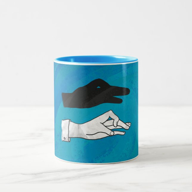 Shadow Duck On Blue Two-Tone Coffee Mug (Center)
