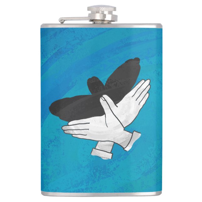 Shadow Eagle On Blue Hip Flask (Front)