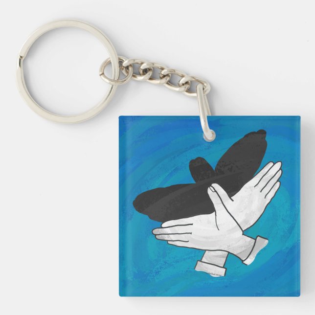 Shadow Eagle On Blue Key Ring (Front)