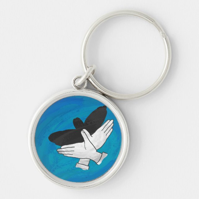 Shadow Eagle On Blue Key Ring (Front)