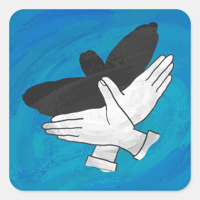 Shadow Eagle On Blue Square Sticker (Front)