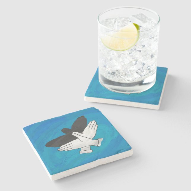 Shadow Eagle On Blue Stone Coaster (Side)