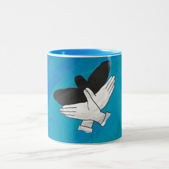 Shadow Eagle On Blue Two-Tone Coffee Mug (Center)