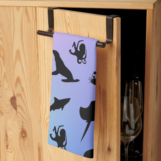 shadow fish shark sea crab gradient galaxy ocean  tea towel (Thirds Fold)