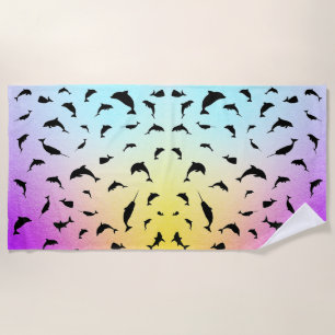 Shadow fish shark whale gradient colourful galaxy beach towel