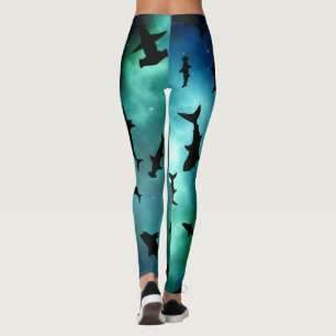Shadow fish shark whale gradient colourful galaxy leggings