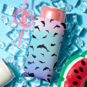 Shadow fish shark whale gradient colourful galaxy seltzer can cooler